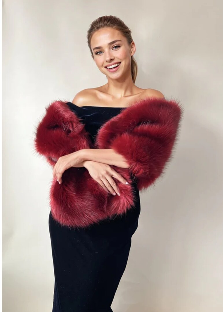 Red Fur Shawl (Lilian Red03) | MakerPlace by Michaels Red Fur Shawl (Lilian Red03) | MakerPlace by Michaels
